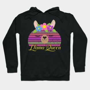 Vintage Retro Llama Queen Hoodie